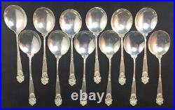 Set Of 12 Towle Georgian Sterling Silver Boullion / Cream Soup Spoons Old Mark