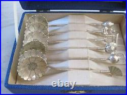 Set Of 6 Sterling Silver. 950 Marked Asian Demi Spoons with Case