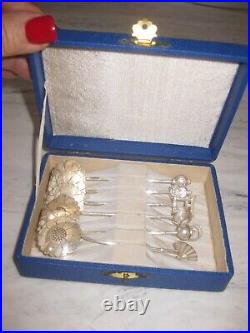 Set Of 6 Sterling Silver. 950 Marked Asian Demi Spoons with Case