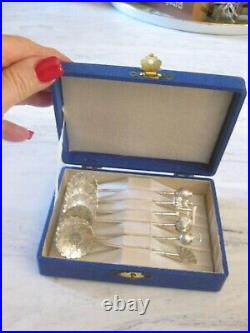 Set Of 6 Sterling Silver. 950 Marked Asian Demi Spoons with Case