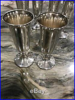 Set of 6 Marked Sterling Silver Wine Goblets Cordial Cups