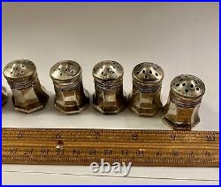 Set of Seven Vintage Silver Salt Pepper Shakers Marked CARTIER STERLING No Mono
