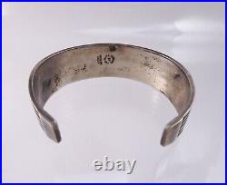 Signed 1960's Sterling Silver & Niello Enamel Taxco Eagle Mark Cuff Bracelet
