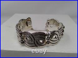 Signed Mexico 925 Sterling Silver Swirl Abstract Design Bracelet 106 grams