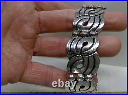 Signed Mexico 925 Sterling Silver Swirl Abstract Design Bracelet 106 grams