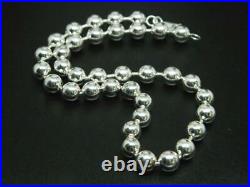Signed V Mark Heavy 925 Sterling Silver Ball Bead Single Strand 15.75 Necklace