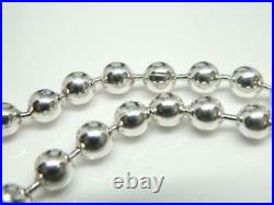 Signed V Mark Heavy 925 Sterling Silver Ball Bead Single Strand 15.75 Necklace