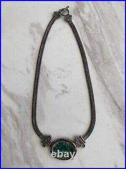 Silver Necklace Bruria Tamir Roman Glass Pendant / Toggle Clasp Marked