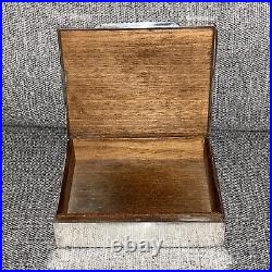 Silver Wood Lined Cigar Jewelry Box 1960s 4.5344g marked JF Sterling 925 Tested