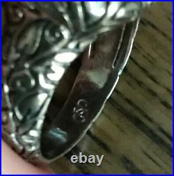 Smoky Quartz Sterling Silver 925 Ring With Little Diamonds Size 6.75 Marked SG