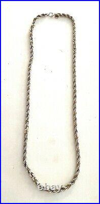 Solid 925 Sterling Silver & 18k Yellow Gold Rope Necklace Marked Tiffany & Co