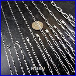 Solid 925 Sterling Silver Italian Paperclip Rectangle Chain Necklace or Bracelet