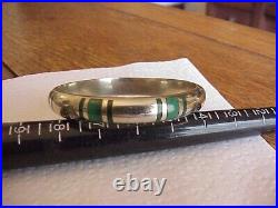 Solid Sterling Silver & Malachite Bracelet, Bought In Denmark, Marked 950