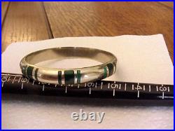 Solid Sterling Silver & Malachite Bracelet, Bought In Denmark, Marked 950