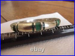 Solid Sterling Silver & Malachite Bracelet, Bought In Denmark, Marked 950