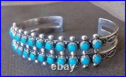 Southwest Native Sterling Silver Zuni Mark Sleeping Beauty Turquoise Bracelet