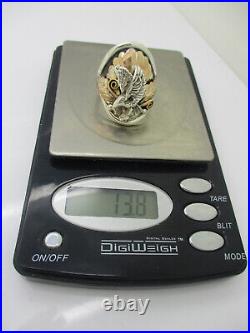 Southwestern Marked Sterling R Silver Eagle Saddle Style Ring Size 14