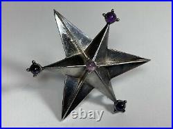 Spratling Taxco Amethyst Star Brooch 980 Sterling Silver RARE Early Mark 1940-46