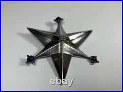 Spratling Taxco Amethyst Star Brooch 980 Sterling Silver RARE Early Mark 1940-46