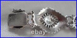 Sterling & Marcasite Elegant Bracelet Marked 8 35 Silver Hallmarked