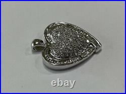 Sterling Silver 150 Round & Baguette Diamond 1.5ct 1 Heart Pendant