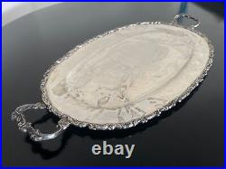 Sterling Silver 18 Long Tray with Handles Eagle Mark 815 grams