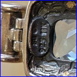Sterling Silver 18k Gold Blue Topaz Pendant Signed Marked Estate 925 Artisan