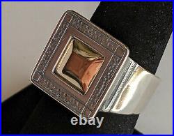Sterling Silver & 333 Yellow Gold 8k Ring Vintage Signet 7.45g Sz 7.25 Signed