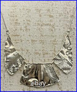 Sterling Silver 925 Artist Marked Stamped Sterling Made in Israel PZ Necklace