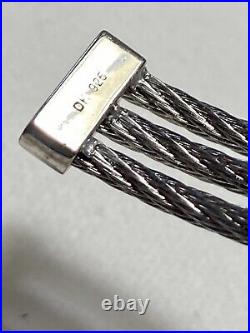 Sterling Silver 925 Garnet Cable Cuff Bracelet Larger Size Maker Marked DK