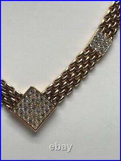 Sterling Silver 925 Italy Marked CZ Gold Toned Beautiful 15 1/2 Necklace 54.7g