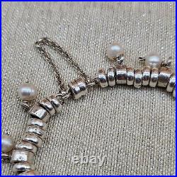 Sterling Silver 925 Marked Pearl Strong Magnetic Clasp & Safety Bracelet