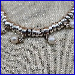 Sterling Silver 925 Marked Pearl Strong Magnetic Clasp & Safety Bracelet