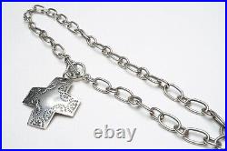 Sterling Silver 925 Marked Textured Flat Cross Pendant 17 Chain Necklace 39.57g
