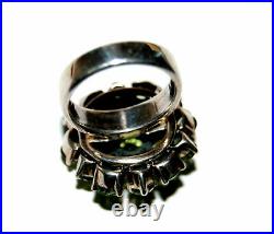 Sterling Silver 925 Ring Genuine Green Amethyst Gemstones Siz 6.75 Band 14g 24mm