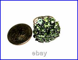 Sterling Silver 925 Ring Genuine Green Amethyst Gemstones Siz 6.75 Band 14g 24mm