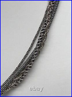 Sterling Silver 925 Thailand Marked Multi Chain 17 Beautiful Necklace 34.9g