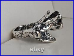 Sterling Silver Abstract Dove in Flight Ring Chunky 32g Size 8 Artisan Signed