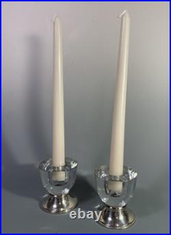 Sterling Silver & Acrylic Candle Holders PAIR Marked Whiting & Company Perfect