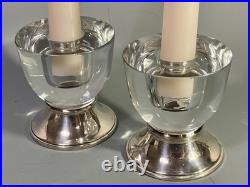 Sterling Silver & Acrylic Candle Holders PAIR Marked Whiting & Company Perfect