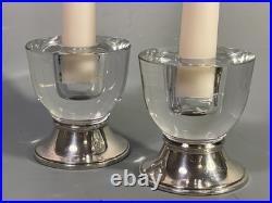 Sterling Silver & Acrylic Candle Holders PAIR Marked Whiting & Company Perfect