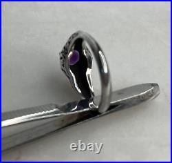 Sterling Silver Amethyst Marked Size 6.5 Round Ring