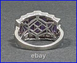 Sterling Silver Amethyst Stone Ring Marked 925 Womens Size 7 Free Shipping