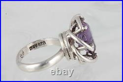 Sterling Silver Arc Purple Facted Stone Ring 925 Signed Mexico Eagle Mark 7159