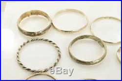 Sterling Silver Bangle Bracelet Lot 9 Bracelets Marked or Tested 127.3 grams