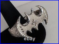 Sterling Silver Batman Knuckle Ring Two Finger Ring 29.1g Sz 13.75, 14 Signed