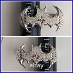 Sterling Silver Batman Knuckle Ring Two Finger Ring 29.1g Sz 13.75, 14 Signed