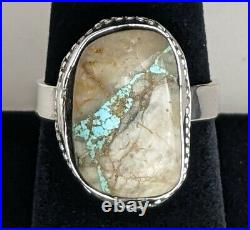 Sterling Silver Boulder Turquoise Ring Vintage 8.6g Sz 9 Signed
