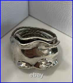 Sterling Silver Bracelet 39 Grams Marked Israel Brutalist Design Magnetic Clasp