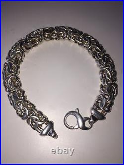 Sterling Silver Bracelet Byzantine Marked Italy 925 Lg. 9 in Lobster Claw Clasp